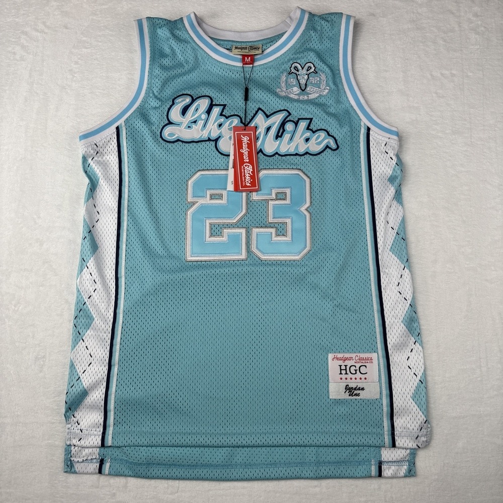 Headgear Classics Like Mike Michael Jordan #23 UNC Design Basketball Jersey (M)